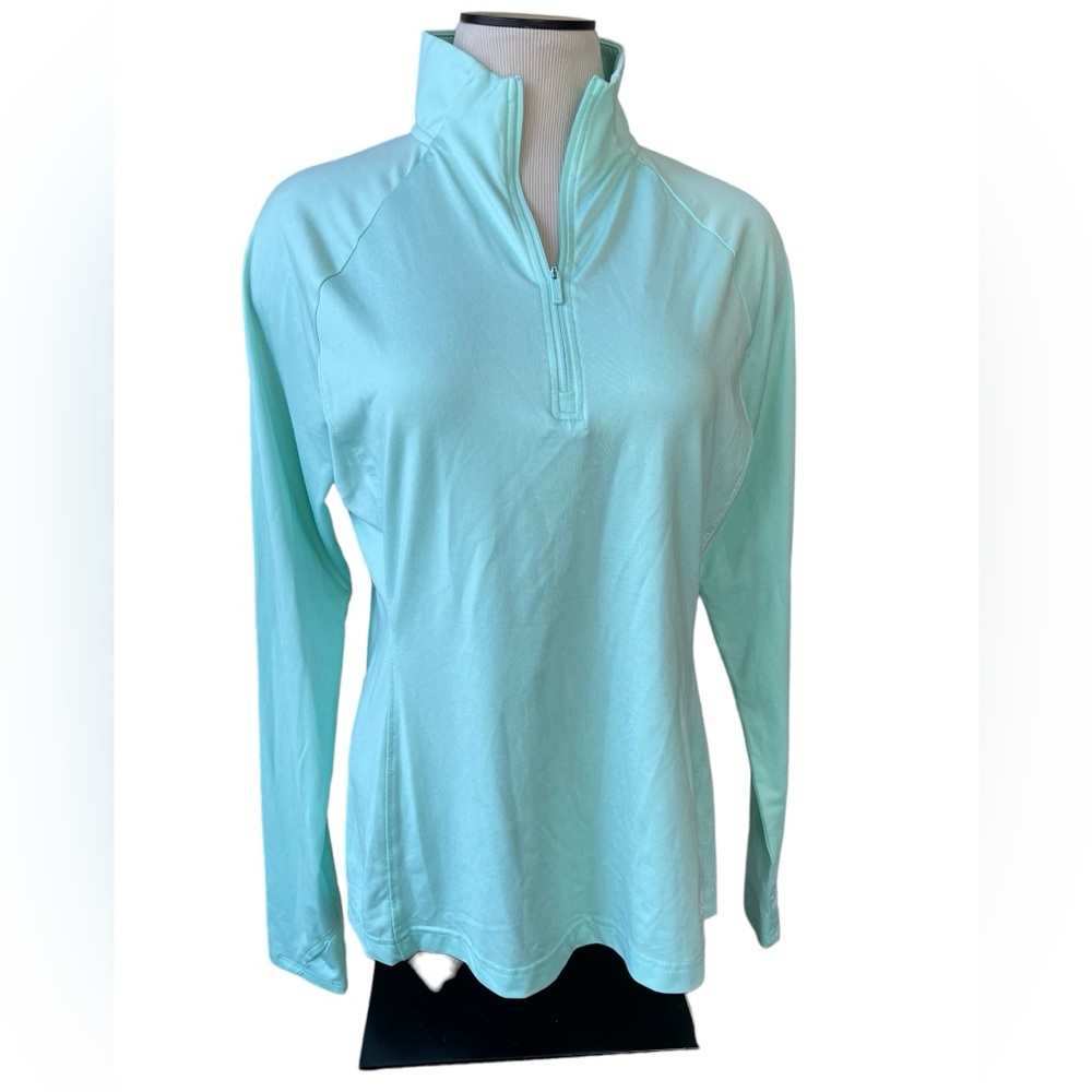 ADIDAS GOLF Mint Green Quarter Zip Performance Pullover Moisture Wicking Size M